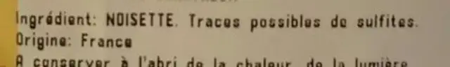 Noisettes décortiquer ingredients label