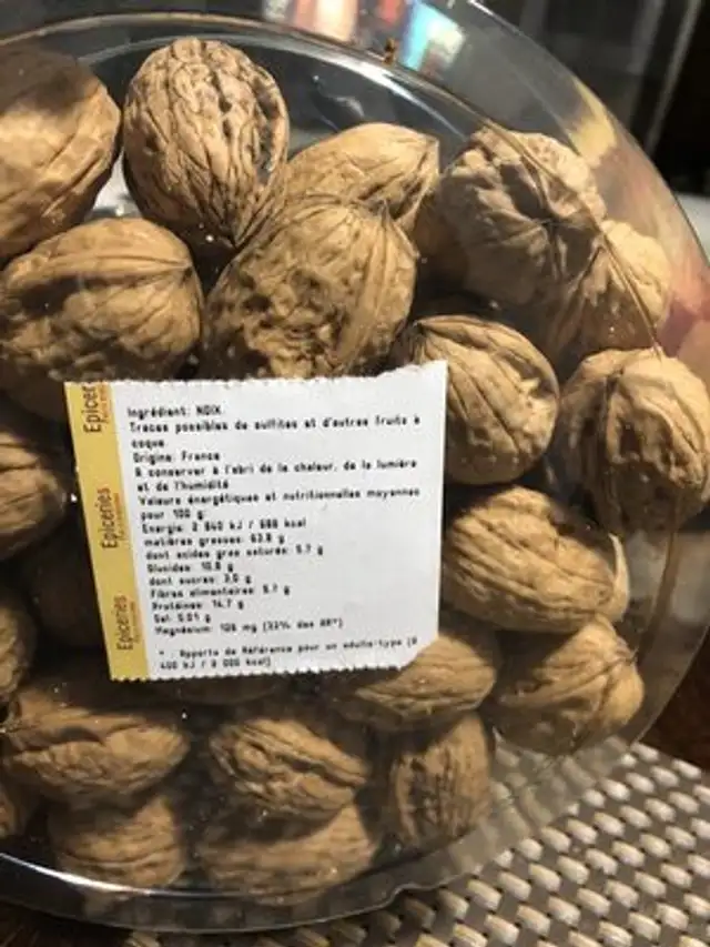 Noix coque ingredients label