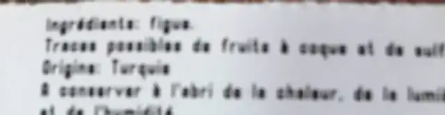 Figue baglama ingredients label