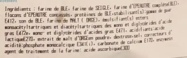 Pain des marins ingredients label