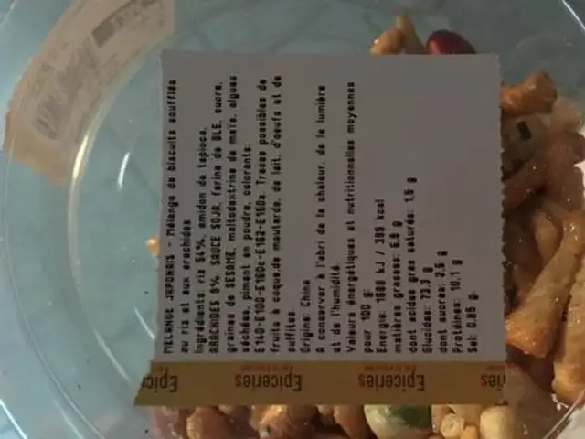 Mélange japonais ingredients label