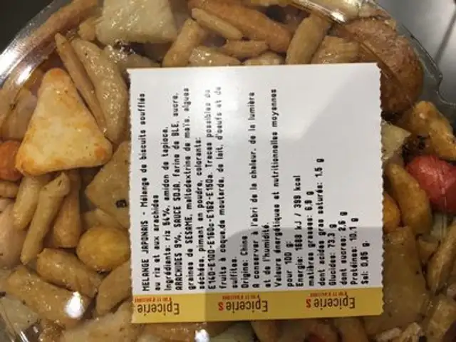 Mélange Japonais ingredients label
