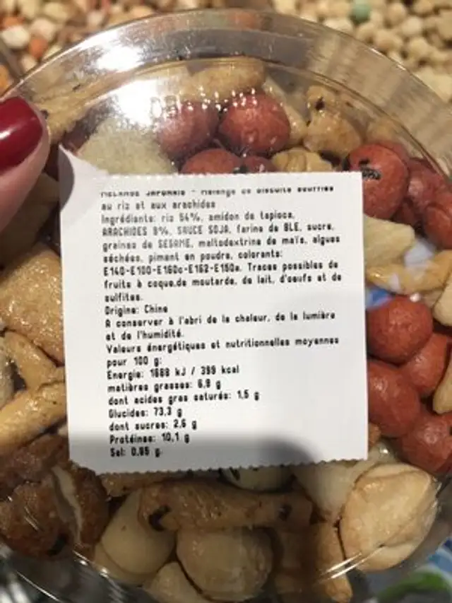 Melange japonais ingredients label