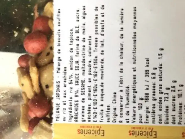 Melange japonais ingredients label