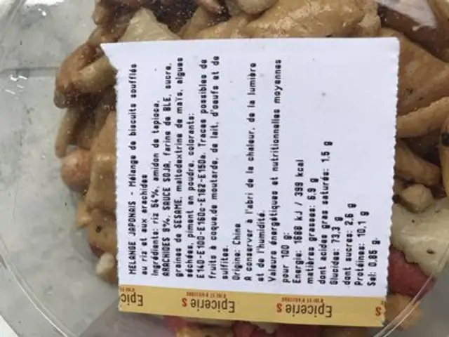 Melange Japonais ingredients label