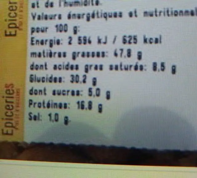 Noix de cajou grillées a l'huile et salées ingredients label