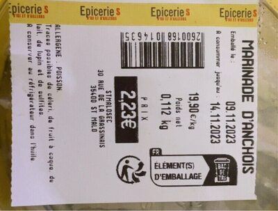 Marinade d anchois front packaging