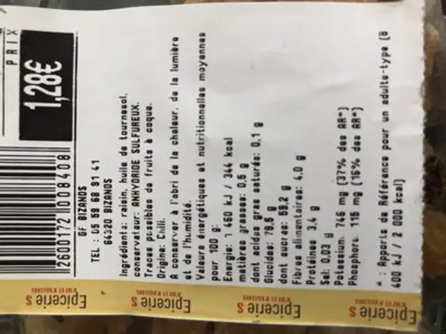 Raisins secs golden jumbo ingredients label