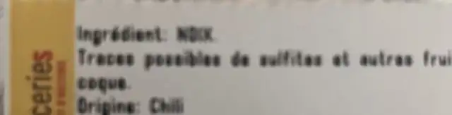 Cerneaux de noix ingredients label