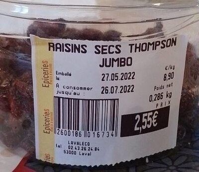 Raisins secs Thompson
