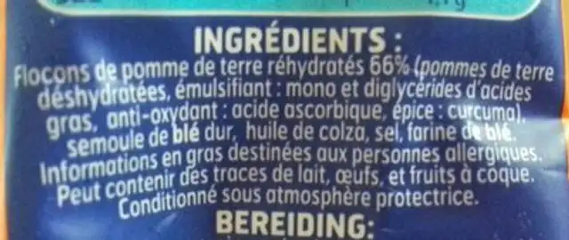 Gnocchi à poêler ingredients label