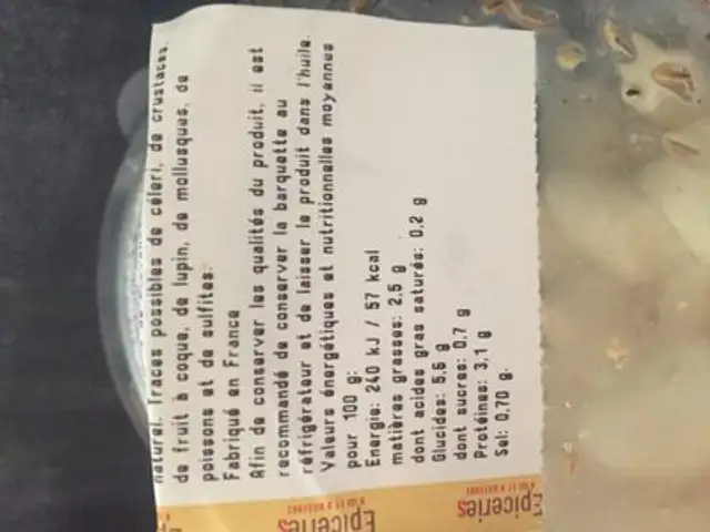 Ail aux herbes de provence ingredients label