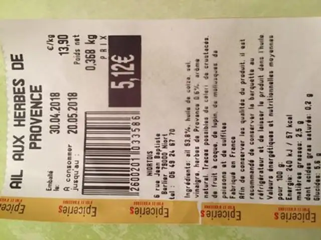 Ail aux herbes de Provence ingredients label
