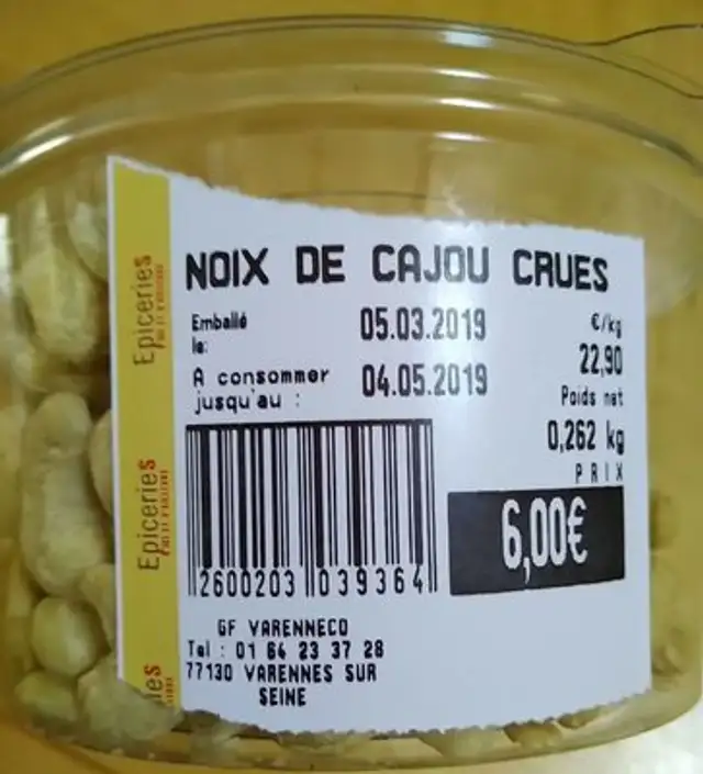 Noix de cajou crues