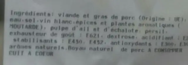 Saucisse paysanne Val argent ingredients label