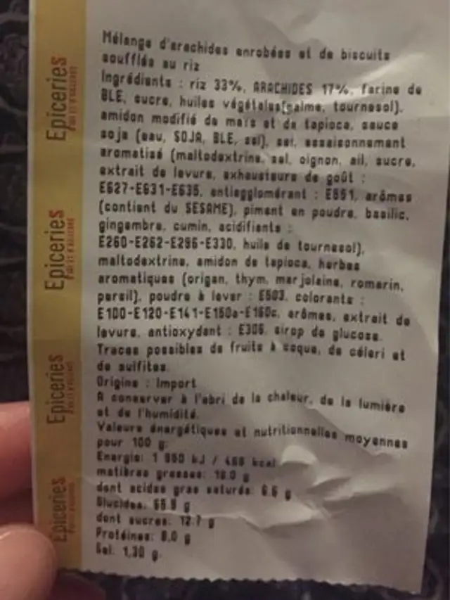 Melange SAMBAHIA ingredients label