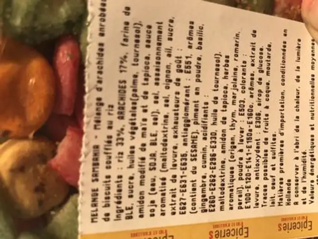 Melange sambahia ingredients label