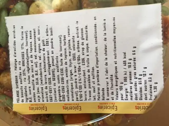 Mélange sambahia ingredients label
