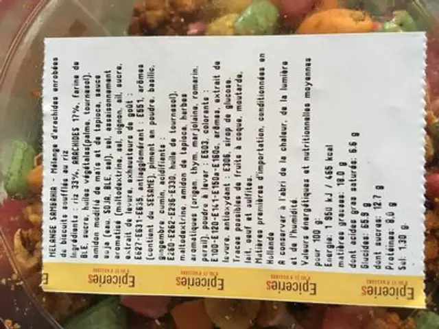 Melange Sambahia ingredients label