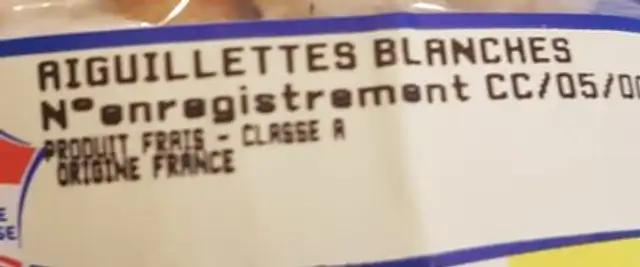 Aiguillette de poulet ingredients label