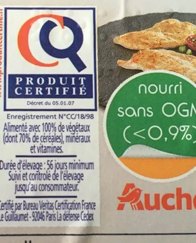 Escalopes poulet ingredients label