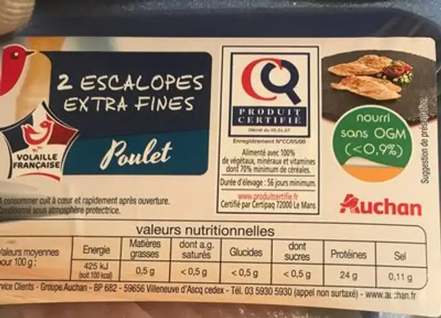 Escalipe extra fine nutrition facts table