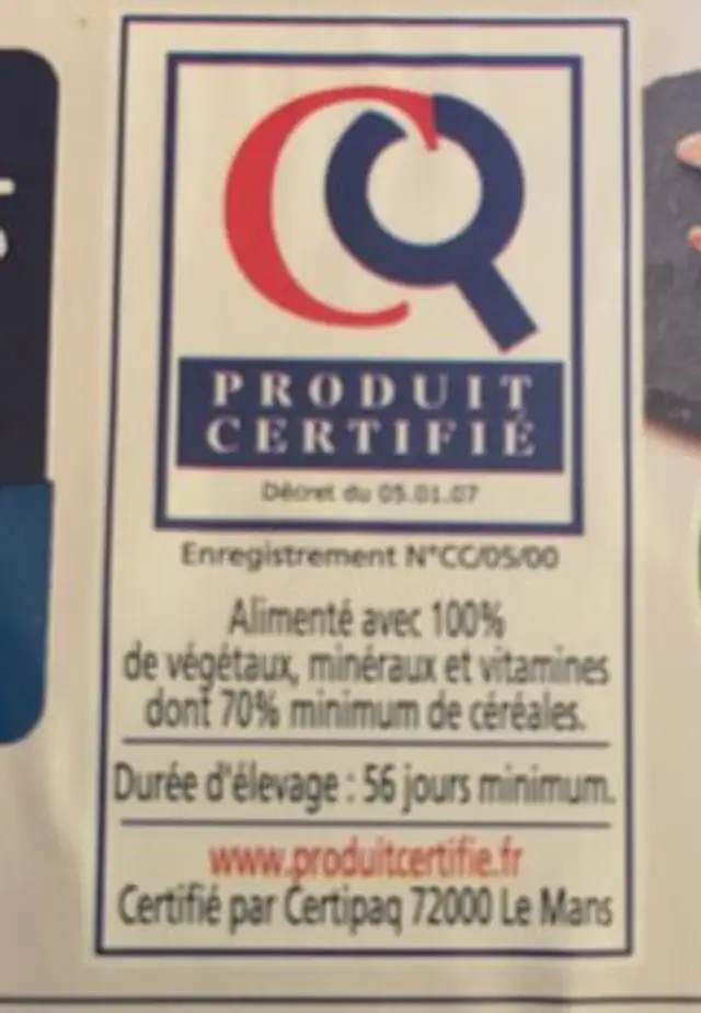 Escalope extra fin ingredients label