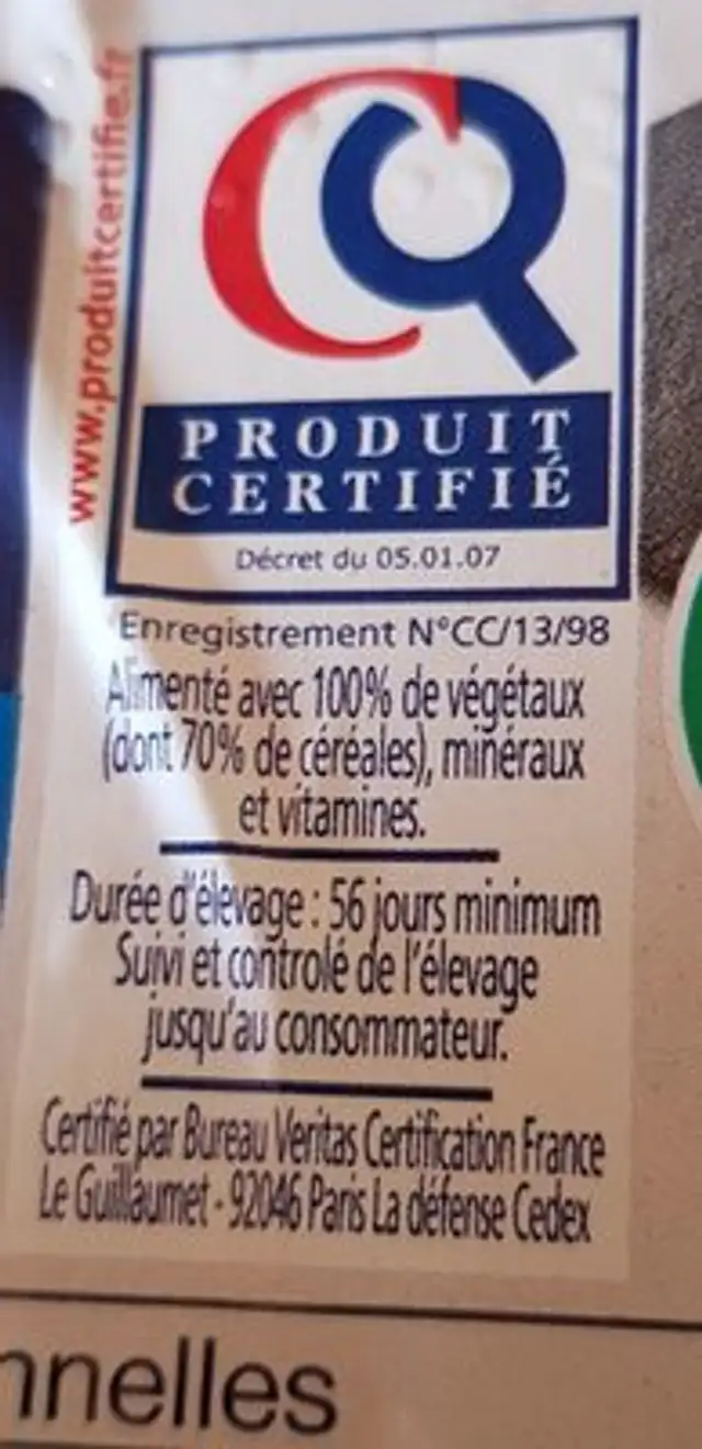 2 filets de poulet ingredients label