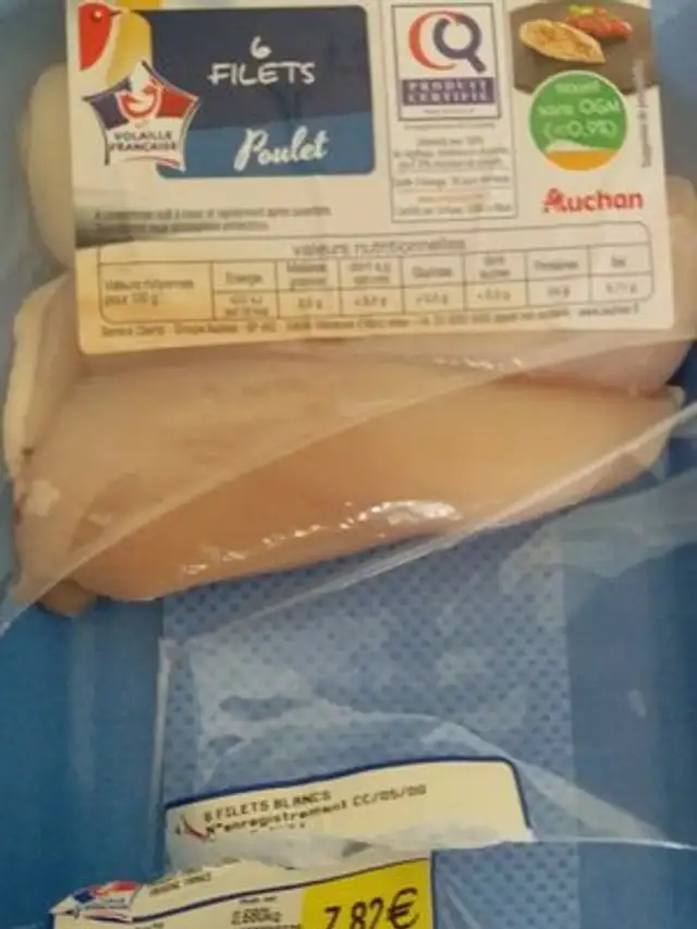 Filet de poulet ingredients label