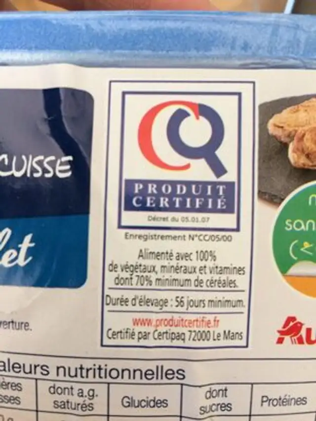 Haut de cuisse poulet ingredients label