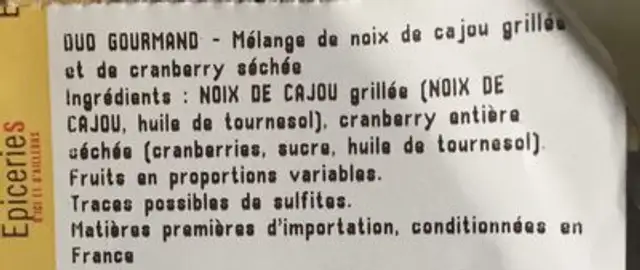 Melange duo gourmand ingredients label