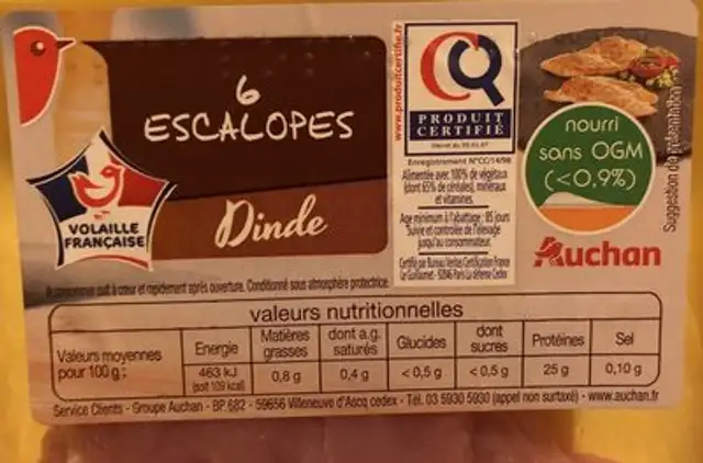 EsCalope de dine ingredients label