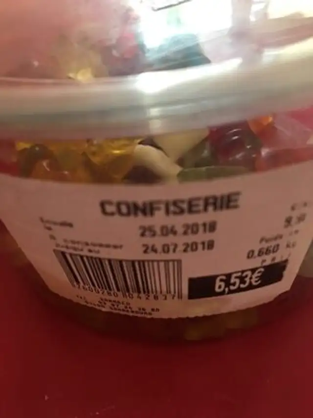Confiserie ingredients label
