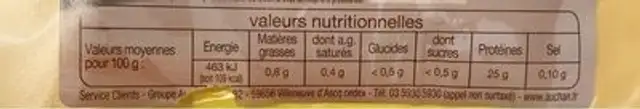 Escalope de dindes nutrition facts table