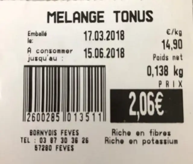 Melange tonus ingredients label