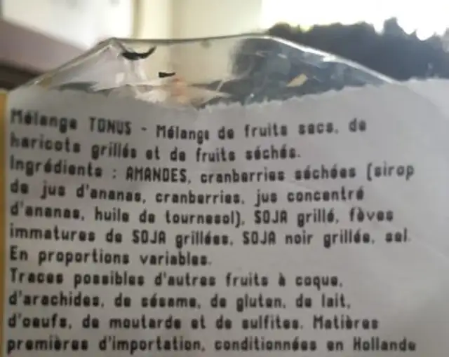 Melange tonus ingredients label