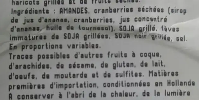 Melange tonus ingredients label