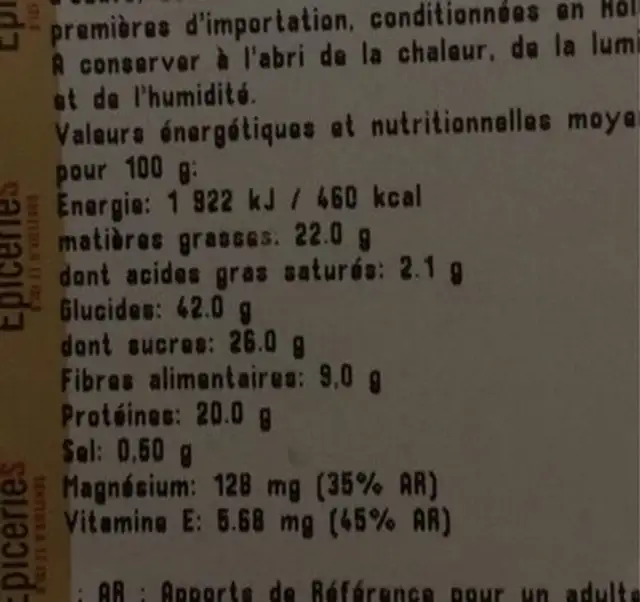 Melange tonus nutrition facts table