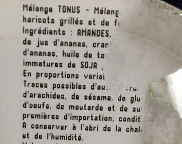 Mélange tonus ingredients label