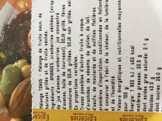 Melange tonus ingredients label