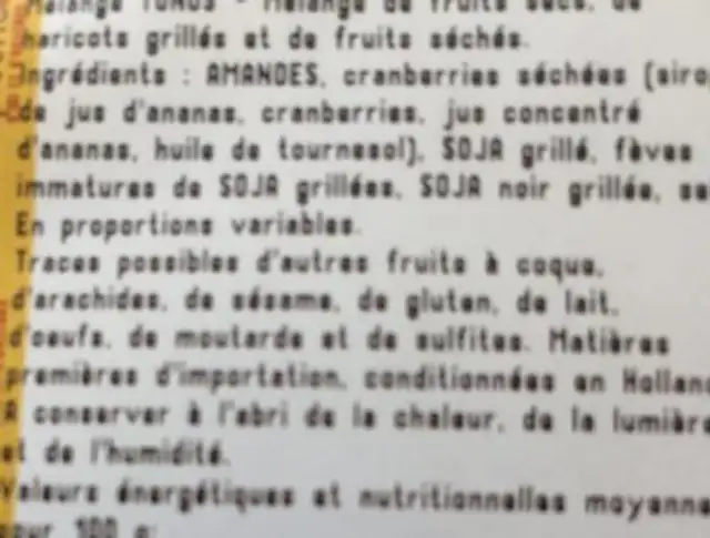 Melange tonus ingredients label