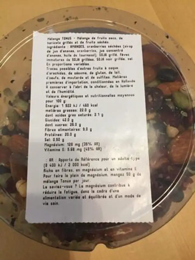 Melange tonus ingredients label