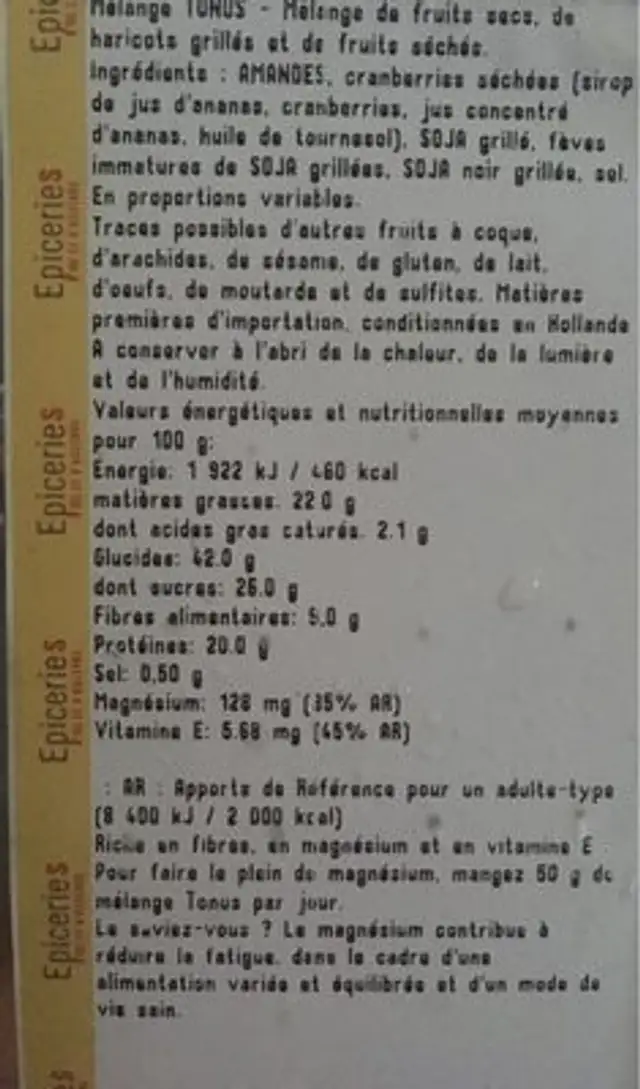 Graines ingredients label