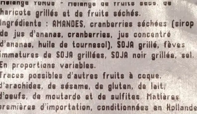 melange tonus ingredients label