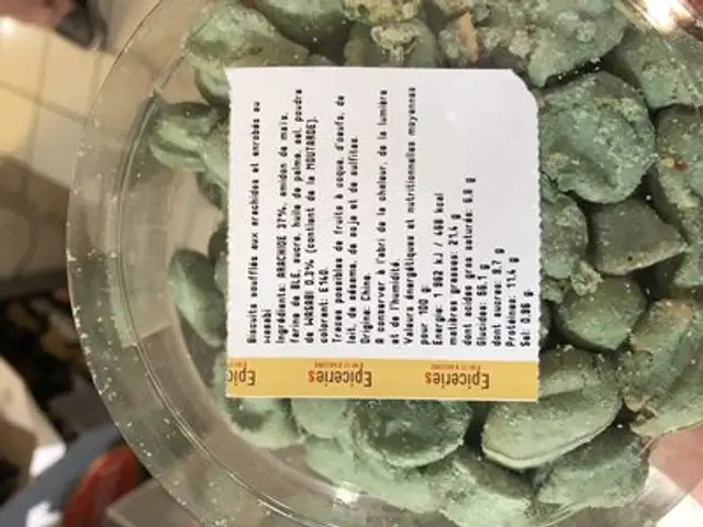 Arachide Wasabo ingredients label