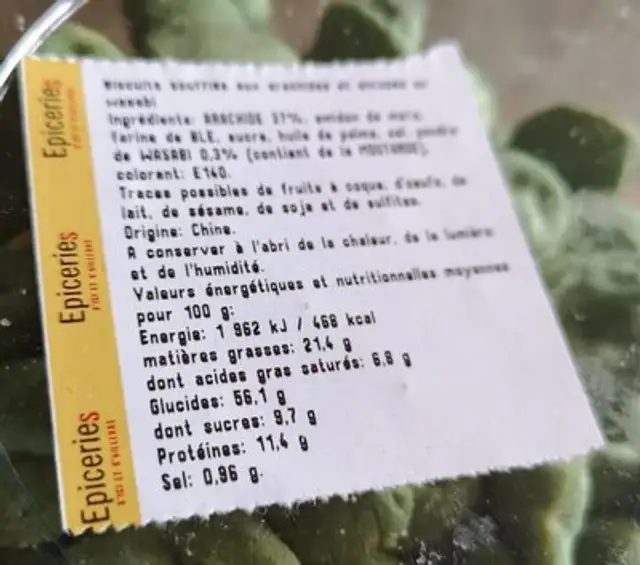 Arachide Wasabi nutrition facts table