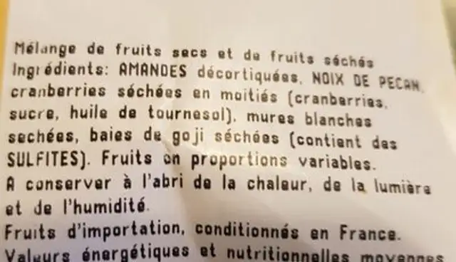 Melange bien être ingredients label