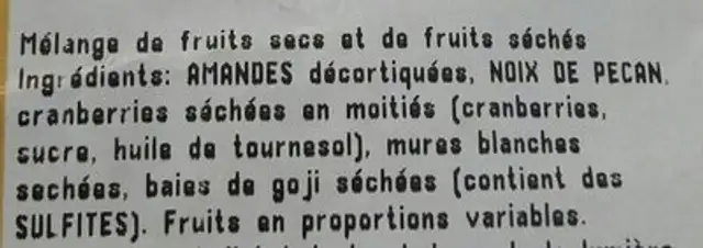 Mélange bien être ingredients label