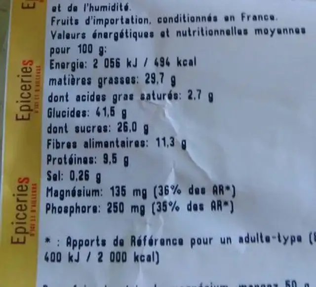 Mélange bien être ingredients label
