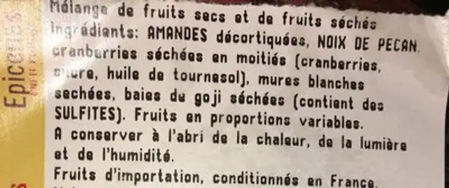 Melange bien-être ingredients label